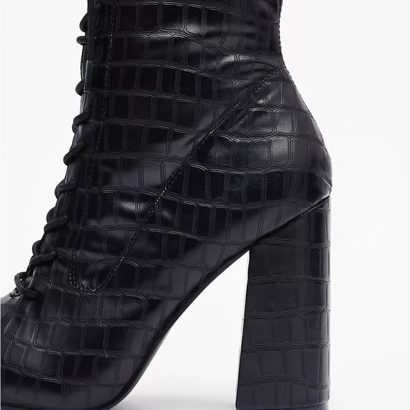 Croc Lace Up High Ankle Boots - Picture 11 of 11